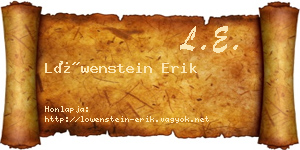 Löwenstein Erik névjegykártya
